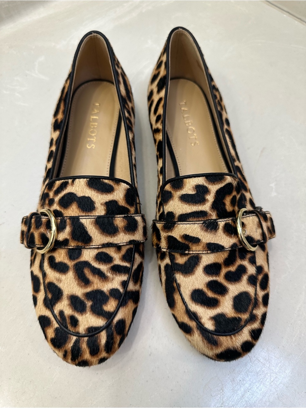 Talbots Light Leopard-Print Ryan Buckle Loafers